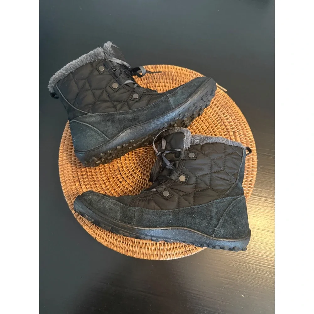 Columbia Minx‎ Mid II Omni-Heat Waterproof Winter Boots Black Suede 9.5 YL5251